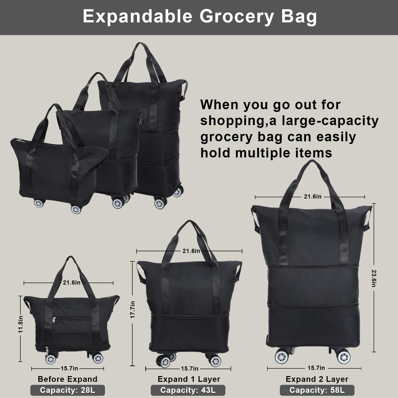 LKbeuuu bolsa para camping y viaje con ruedas organiza equipos