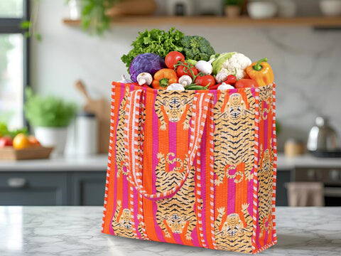 Bolsa LKGSM RUGS hecha a mano con impresión de tigre, para uso diario.