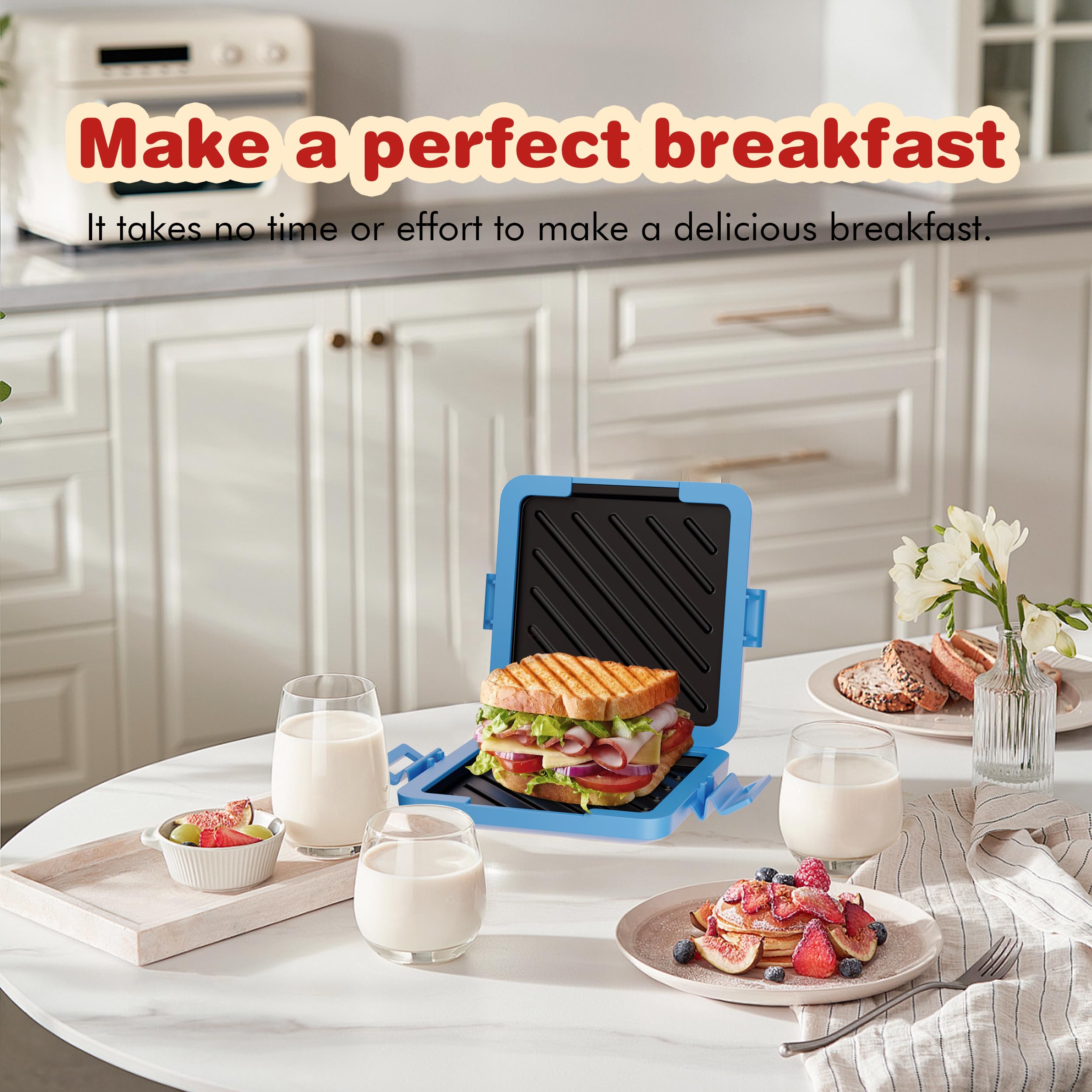 Lkicwah máquina de sándwich, interior, recubrimiento antiadherente facilita limpieza.