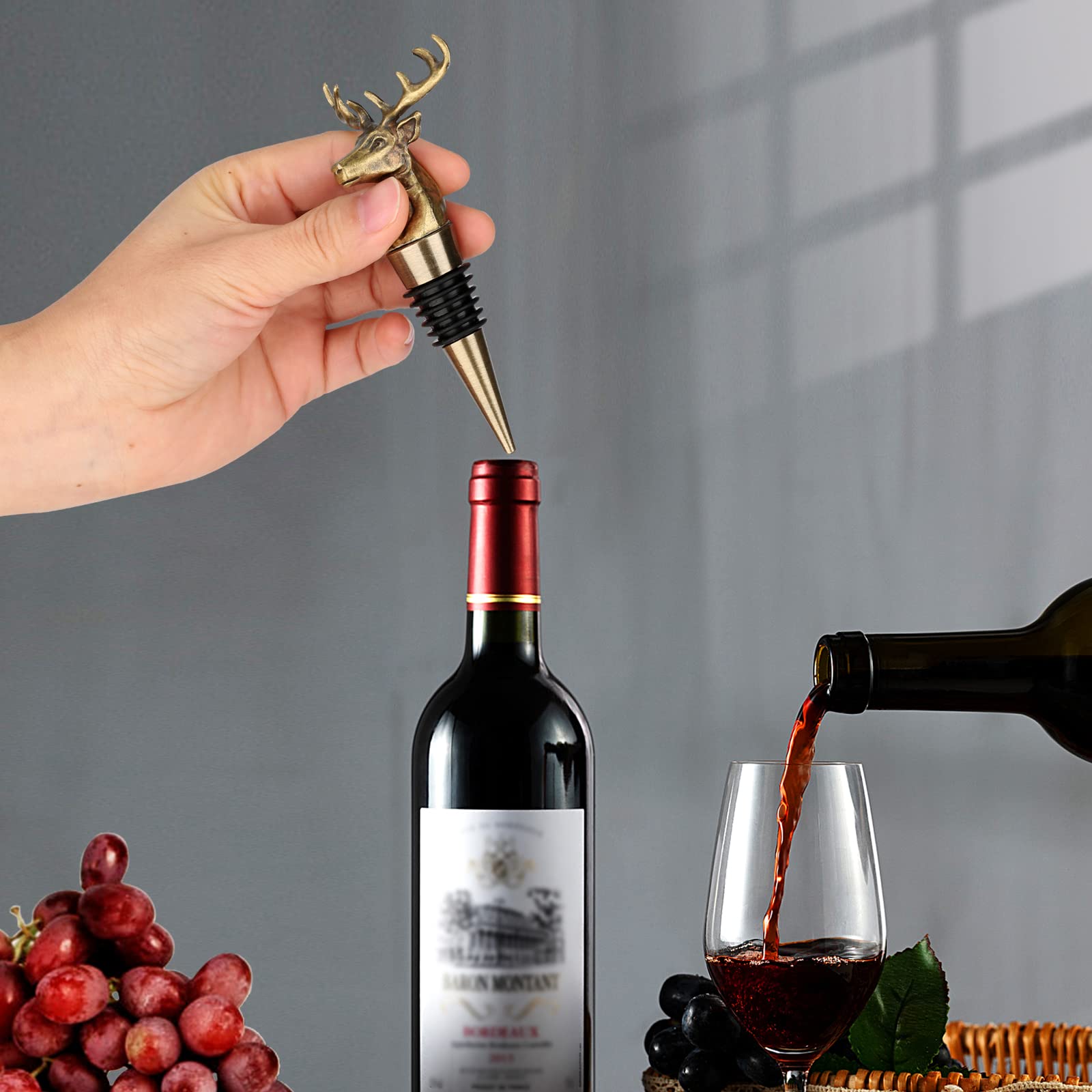 LKKCHER acabado bronce ciervo tapon: ideal para guardar vino