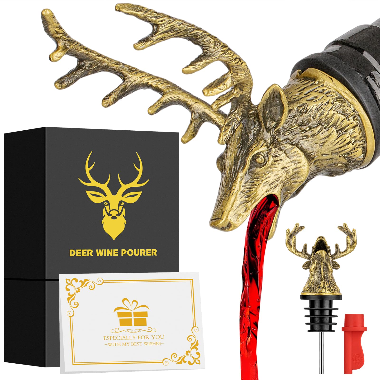LKKCHER: cabeza de ciervo y vertedor para servir vino con estilo.