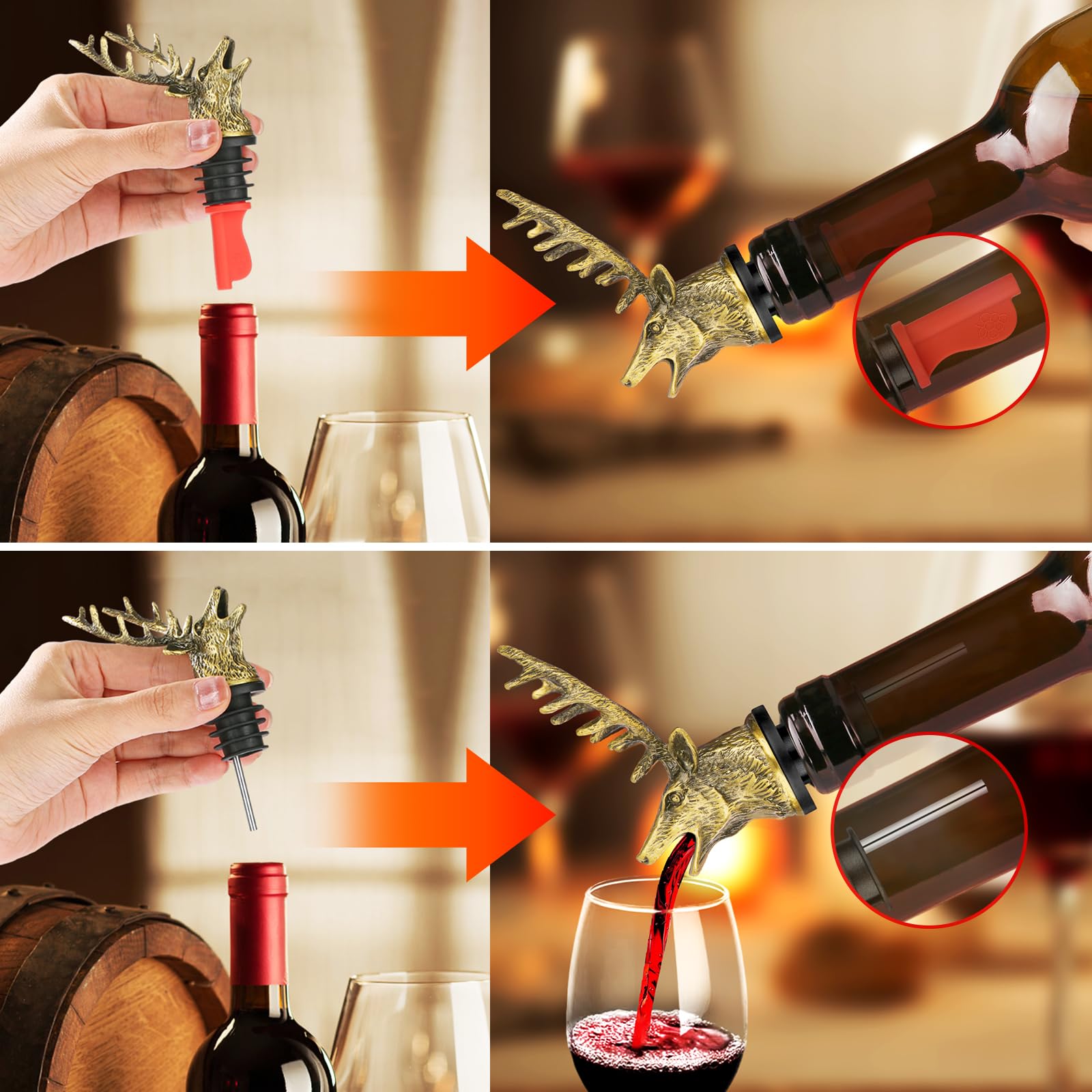 LKKCHER: vertedor de vino con acabado bronce para presentaciones premium.