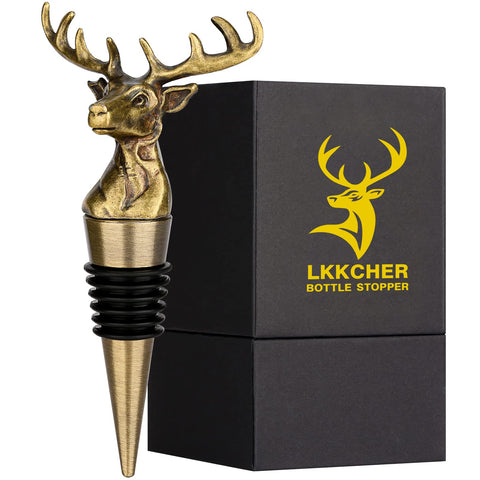 LKKCHER ciervo diseño ornamental bronce: regalo sofisticado para amantes del vino