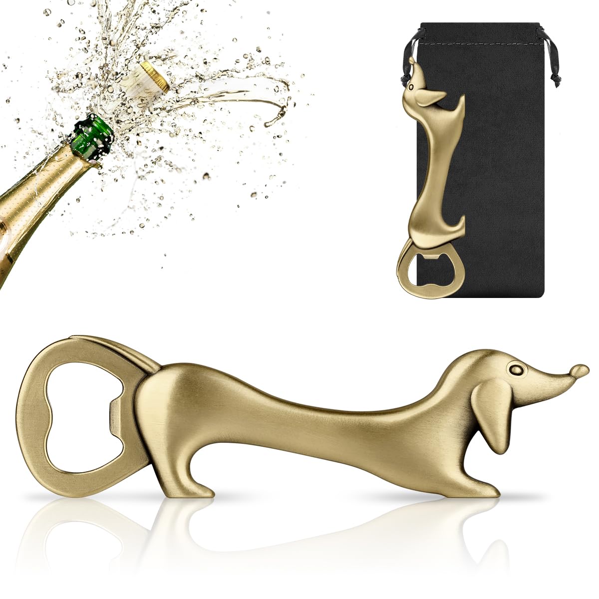 LKKCHER abrebotellas dachshund bronce, ideal para fiestas y regalos.