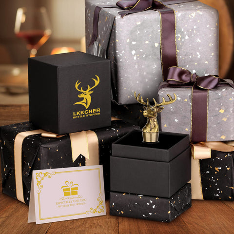 LKKCHER regalo vino ciervo bronce: regalo elegante para aficionados
