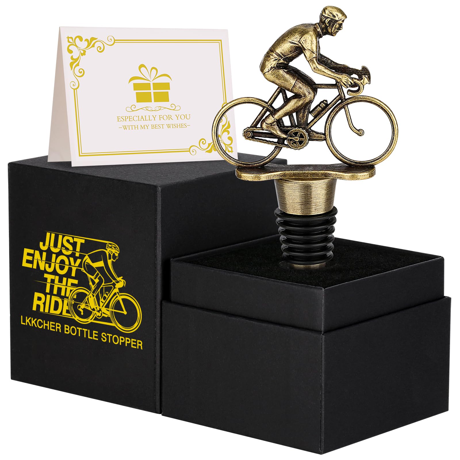 LKKCHER tapon de vino bicicleta bronce decorativo para estantería.