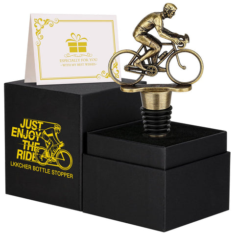 LKKCHER tapon de vino bicicleta bronce decorativo para estantería.
