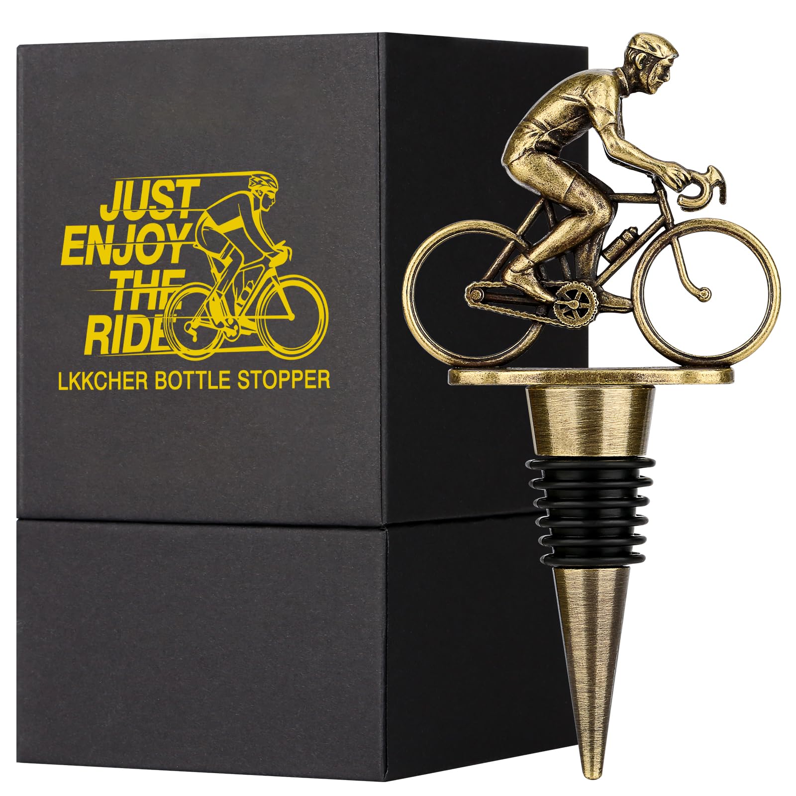 LKKCHER tapon de vino bicicleta bronce para conservar vino con estilo.