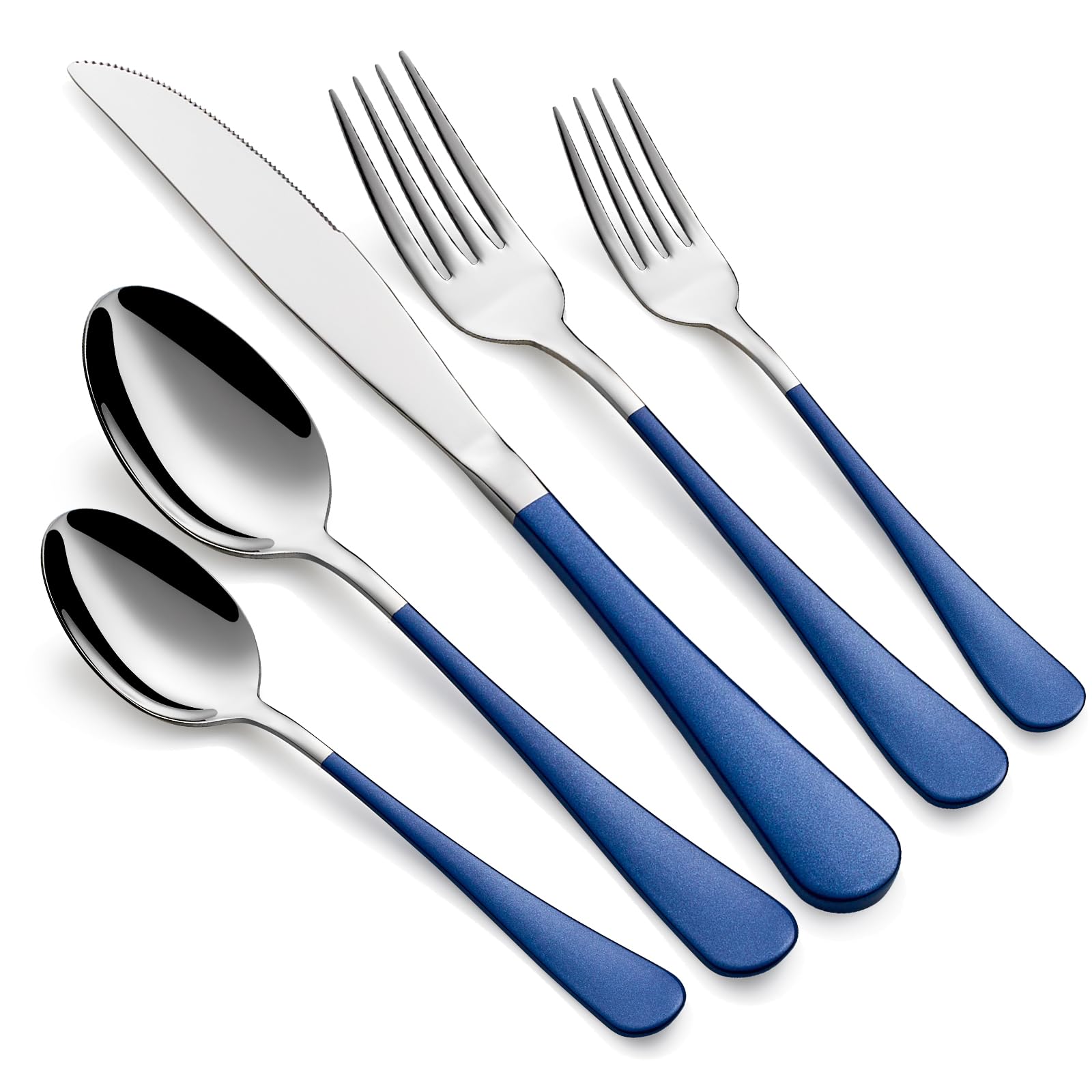 LKTDYMEG juego de cubiertos azul marino para 4, elegante en cualquier mesa.