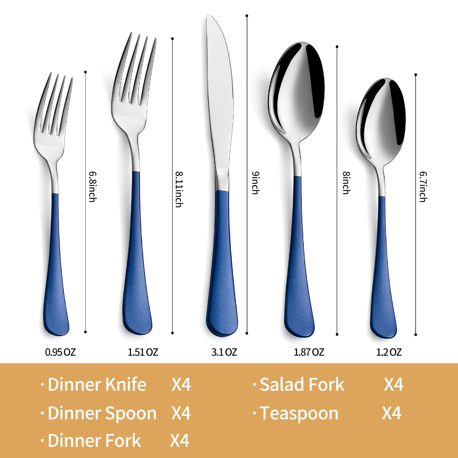 LKTDYMEG mango ergonómico azul marino, cómodo para comidas largas.