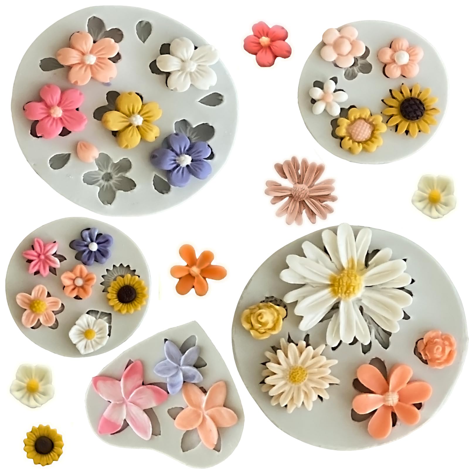 LLchunyun molde flor silicona gris, desmoldado fácil para repostería creativa