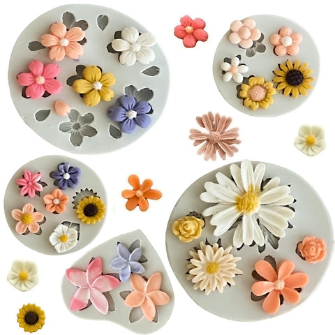 LLchunyun molde flor silicona gris, desmoldado fácil para repostería creativa