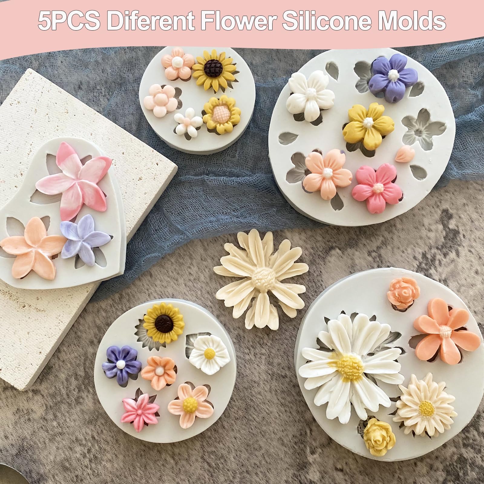 LLchunyun molde flor silicona, reutilizable y antiadherente para múltiples recetas