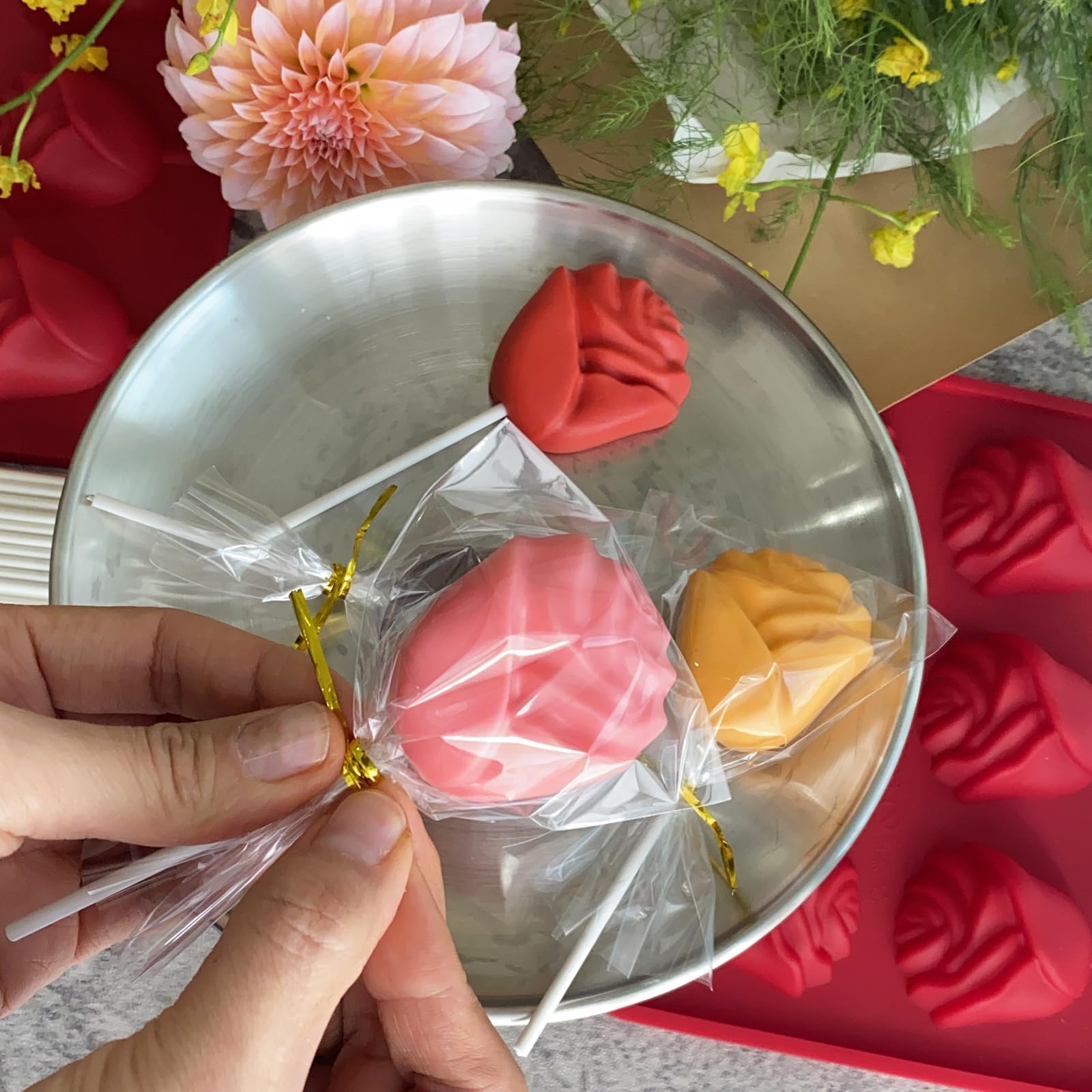 LLchunyun molde de hielo rosa 3D, cubos elegantes para bebidas.