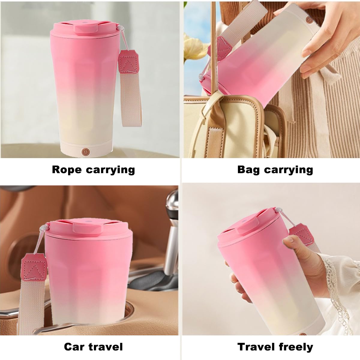 LMFUEN cargador tipo-C rosa para recargar la taza en cualquier lugar.
