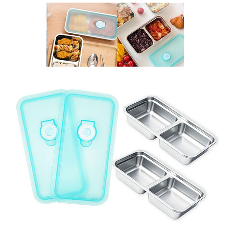LMJAGJX cajas de meriendas con doble compartimento de acero ofrecen organización.
