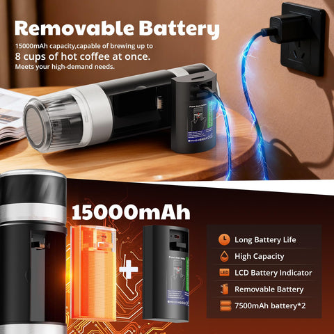 Lmozim Cafetera espresso portátil, diseño compacto para camping y viaje.