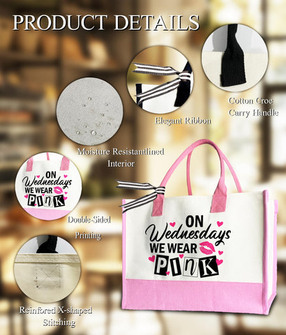 LNGORUS tote rosa Wednesdays, capacidad amplia para objetos diarios