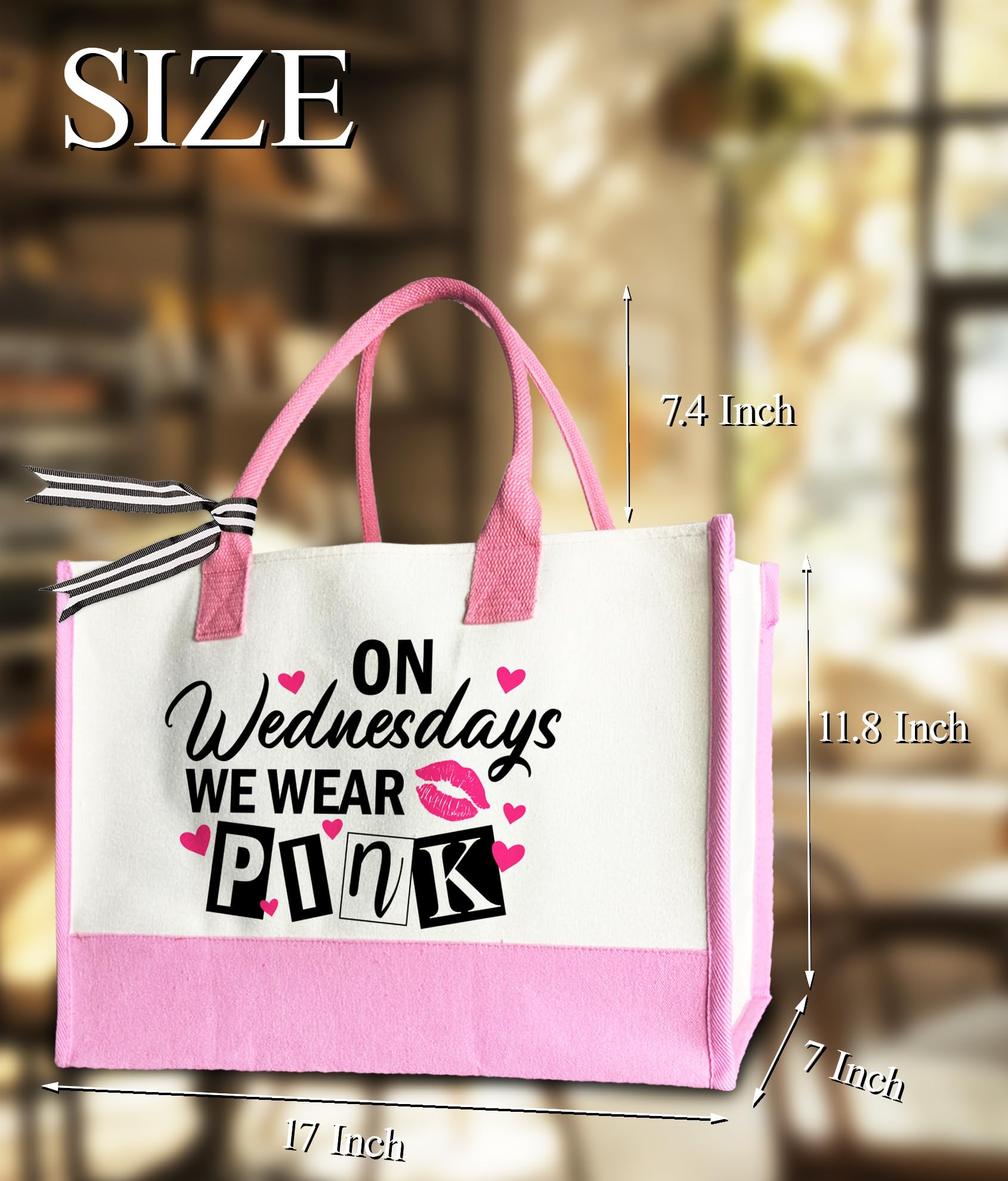 LNGORUS tote rosa Wednesdays, costuras reforzadas para durabilidad