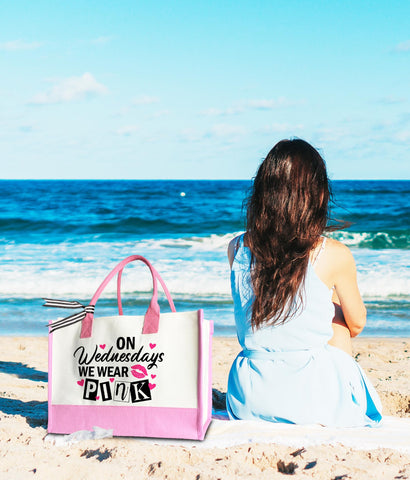 LNGORUS tote rosa Wednesdays, diseño moderno en lona