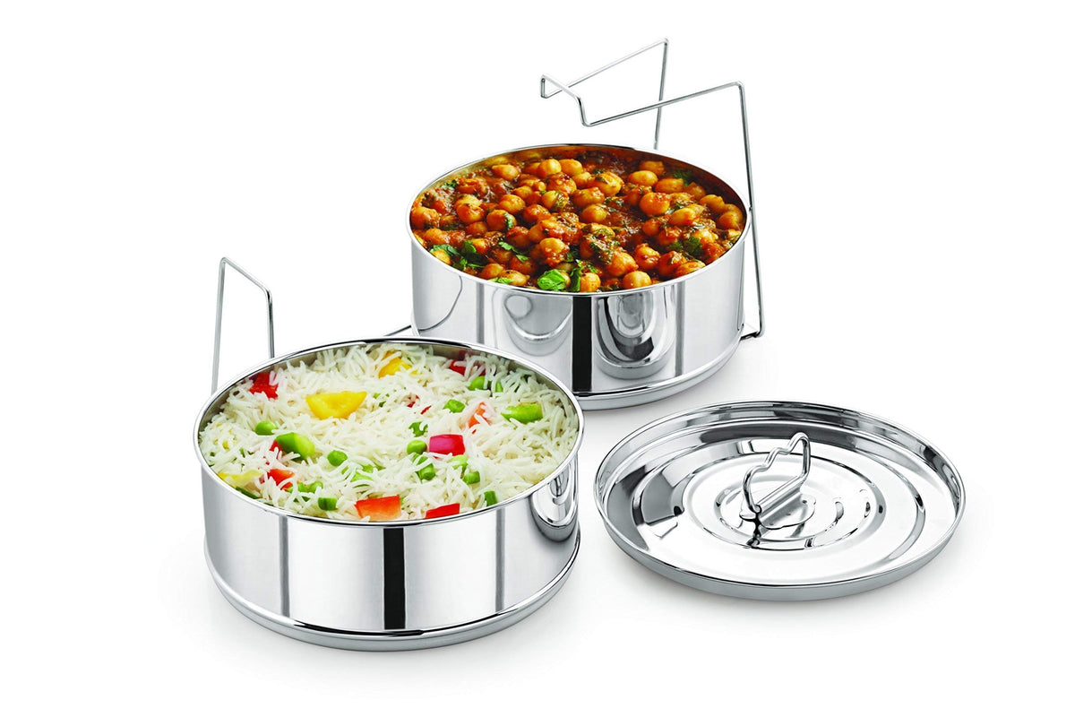 LNM pan inserto apilable de acero inoxidable para olla a presión, cocina eficiente.