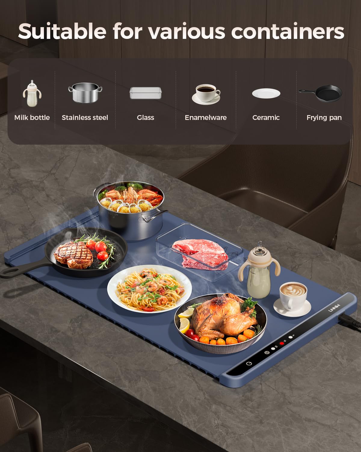 Manta-calentadora-alimentos LNNIW, seguridad con apagado automático a las 4 horas.
