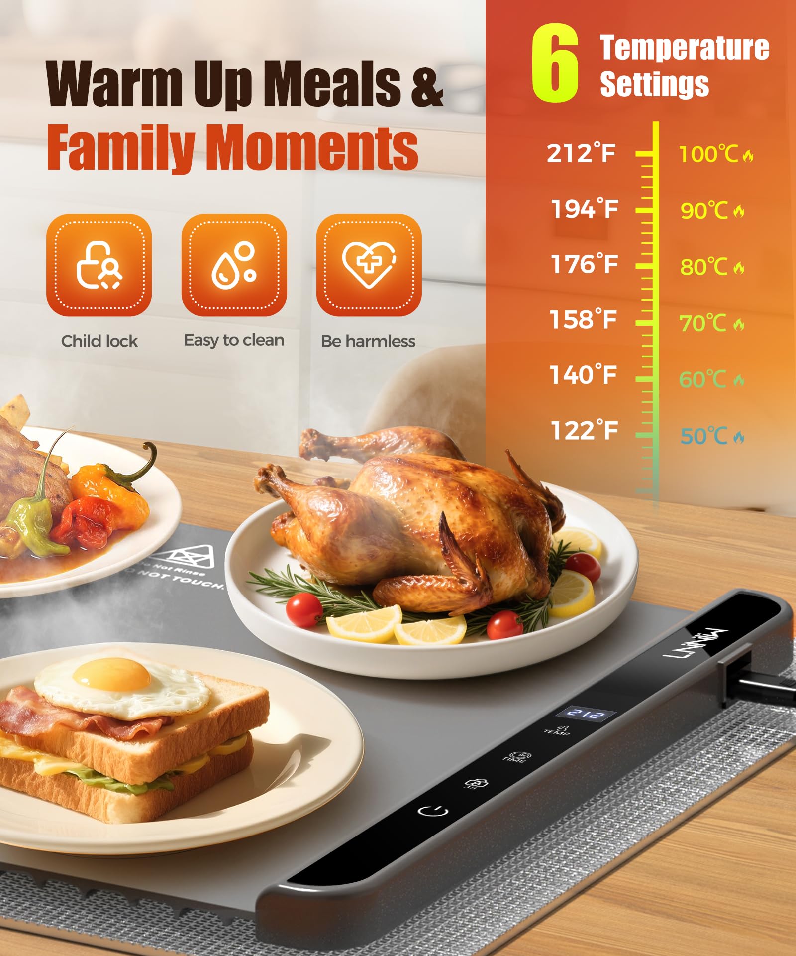 LNNIW manta con temporizadores de 6 modos para comidas flexibles