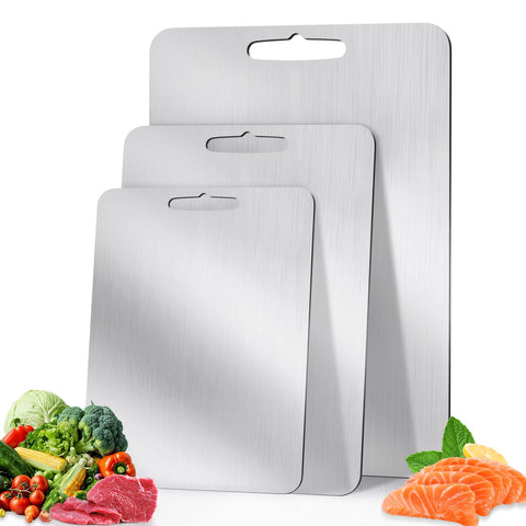 LNWQSQR tabla de corte titanio doble caras, ideal para carne y vegetales sin contaminar sabores.