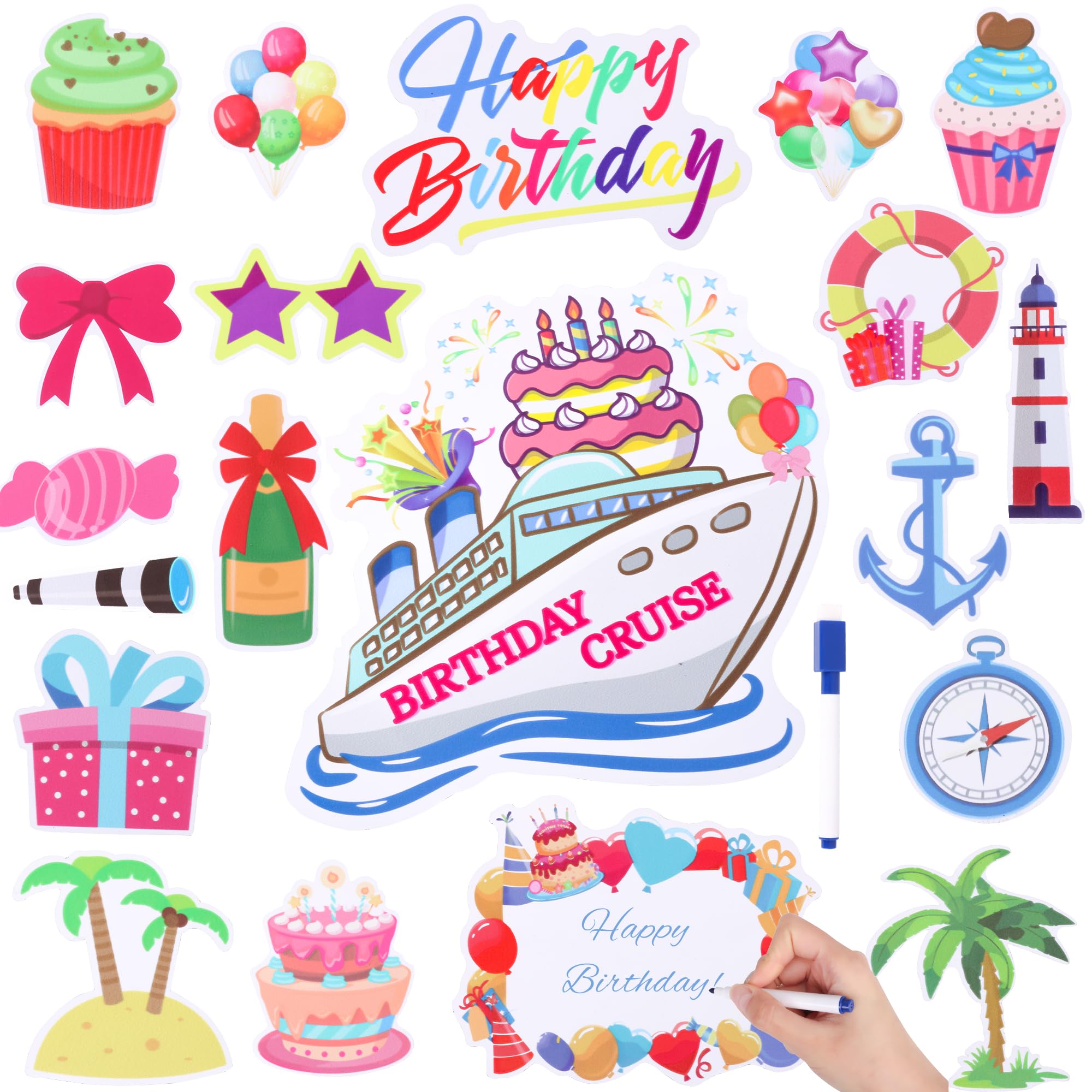 Imanes de puerta LNYSSQ 21 piezas para cumpleaños en crucero, decoración fácil