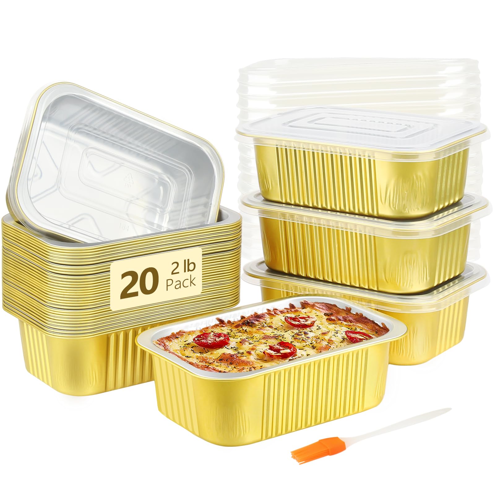 Bandejas de aluminio LNYZQUS 30oz con tapas para hornear y transportar