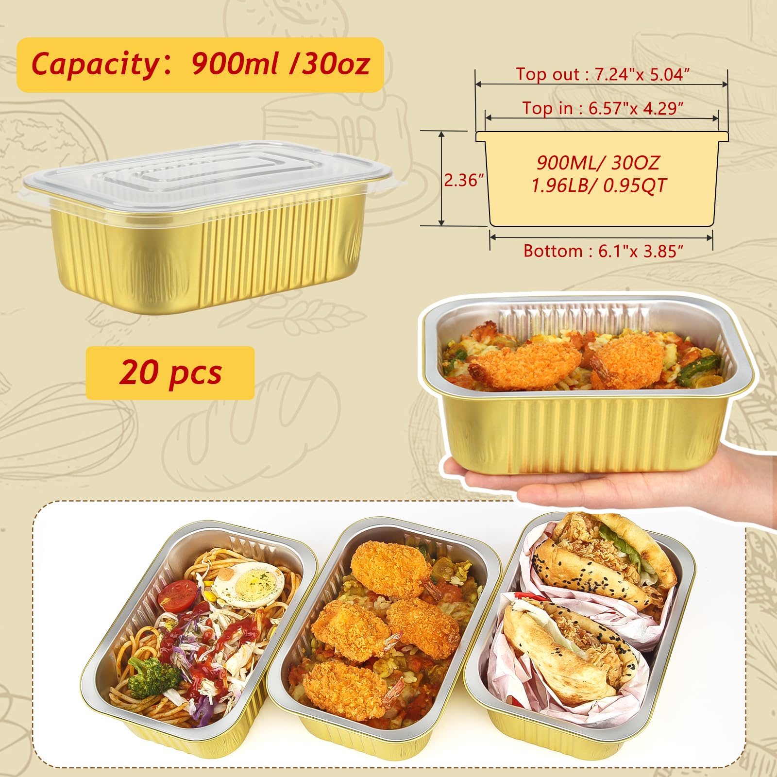 Contenedores para llevar 30oz LNYZQUS ideales para almuerzos y cenas