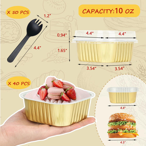 LNYZQUS envases desechables para hornear, 10oz, con tapa para almacenamiento.