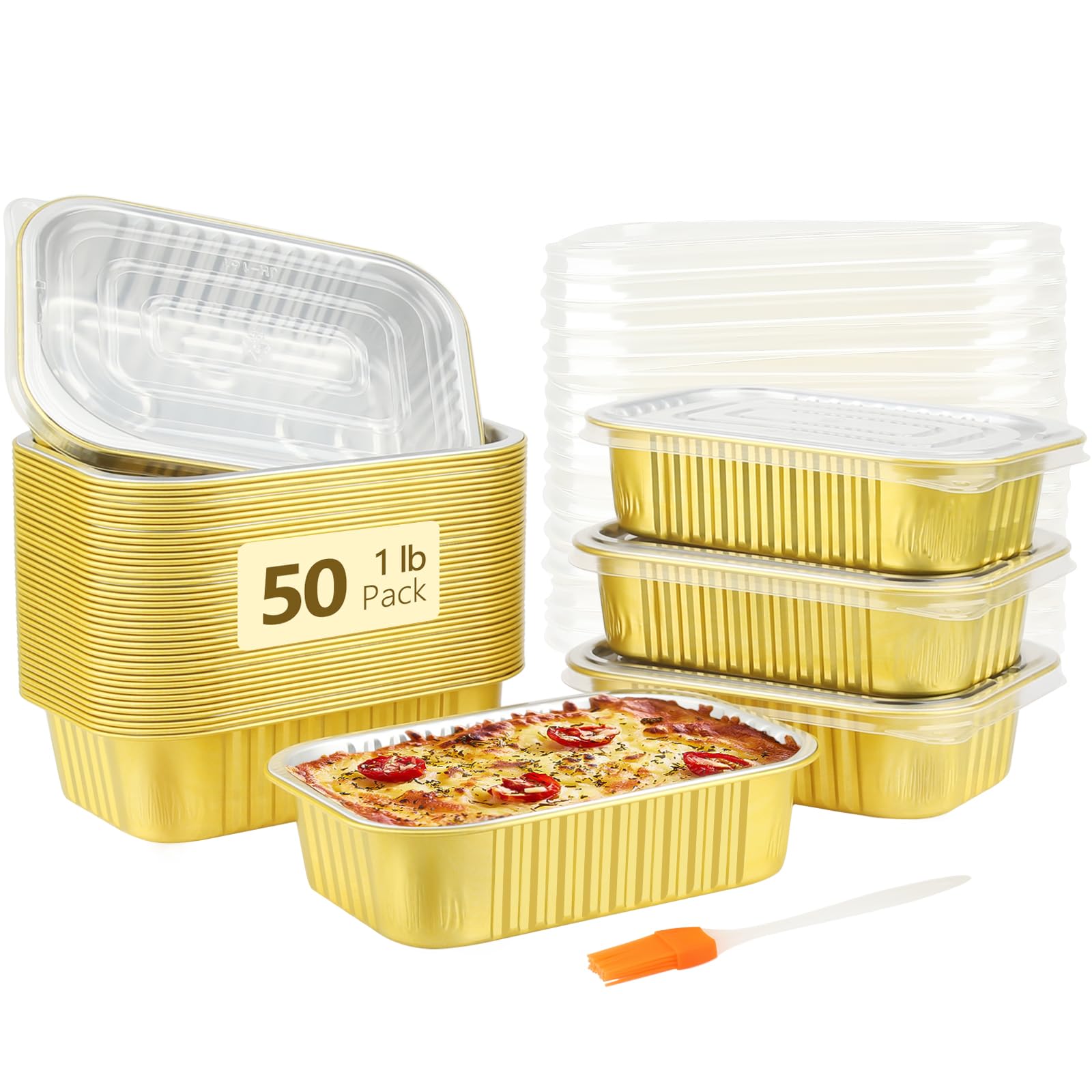 Contenedor LNYZQUS de aluminio 1 lb con tapa PP para cocinar y almacenar fácilmente.
