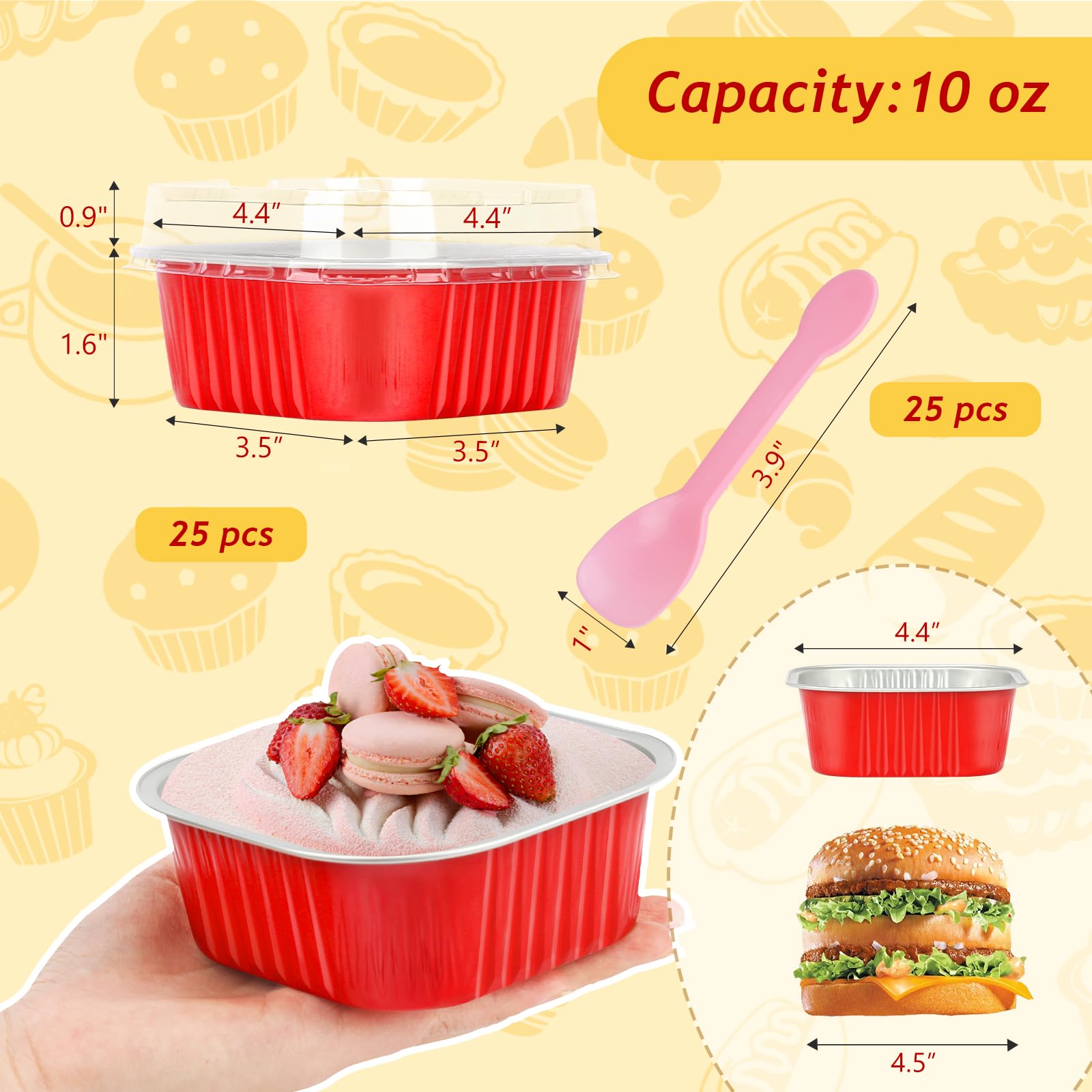 LNYZQUS bandejas desechables de aluminio 4 pulgadas con tapa para hornear.