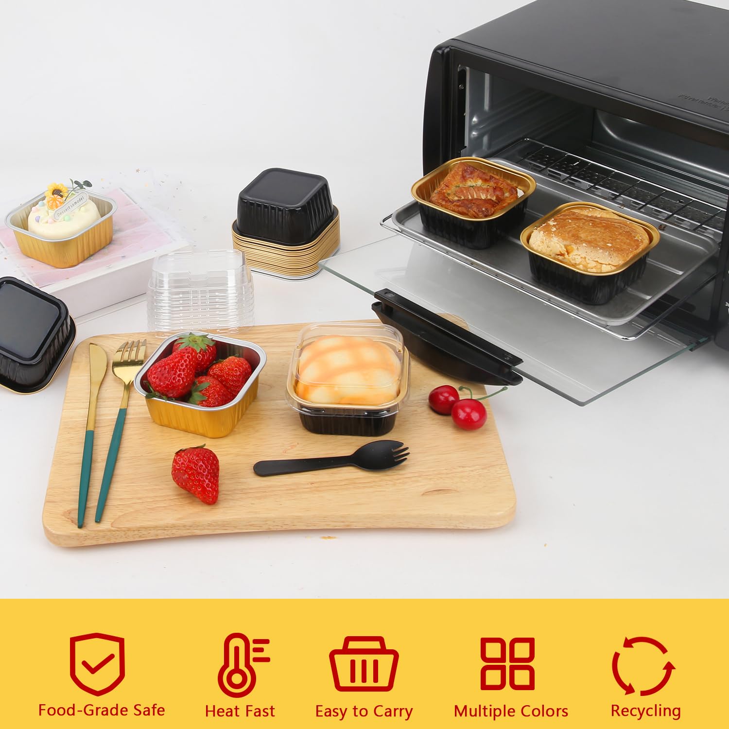 Moldes de aluminio 5oz LNYZQUS aptos para hornear hasta 250°C