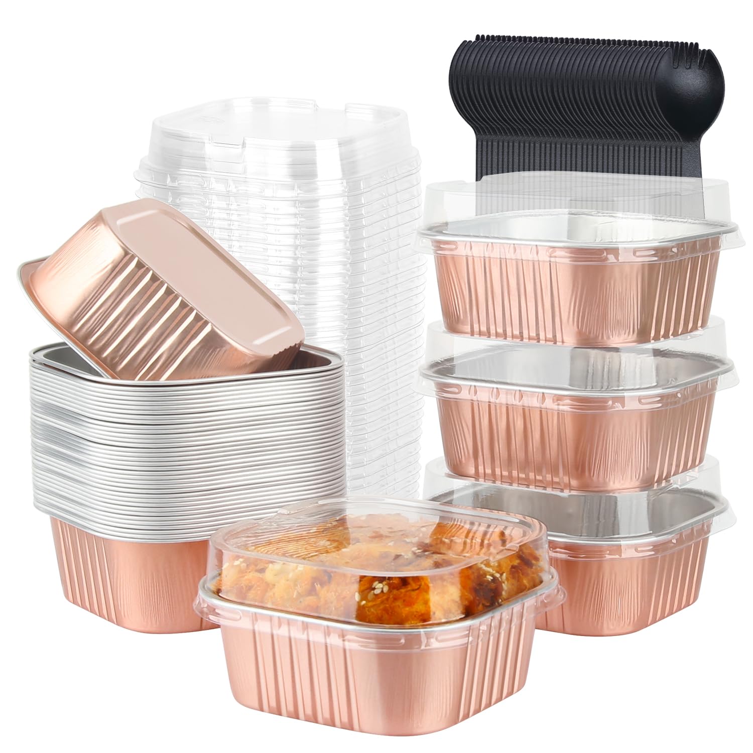 Moldes mini pasteles LNYZQUS con tapas, porciones de 10 oz.