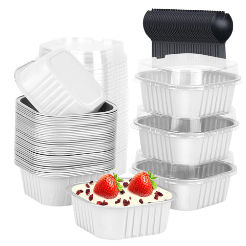 Ramequines LNYZQUS 10 oz con tapas, porciones individuales para postres.