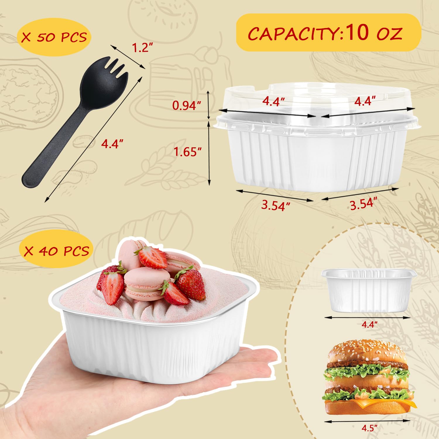 Tapas claras LNYZQUS para ramequines, preservan frescura y facilitan el transporte.