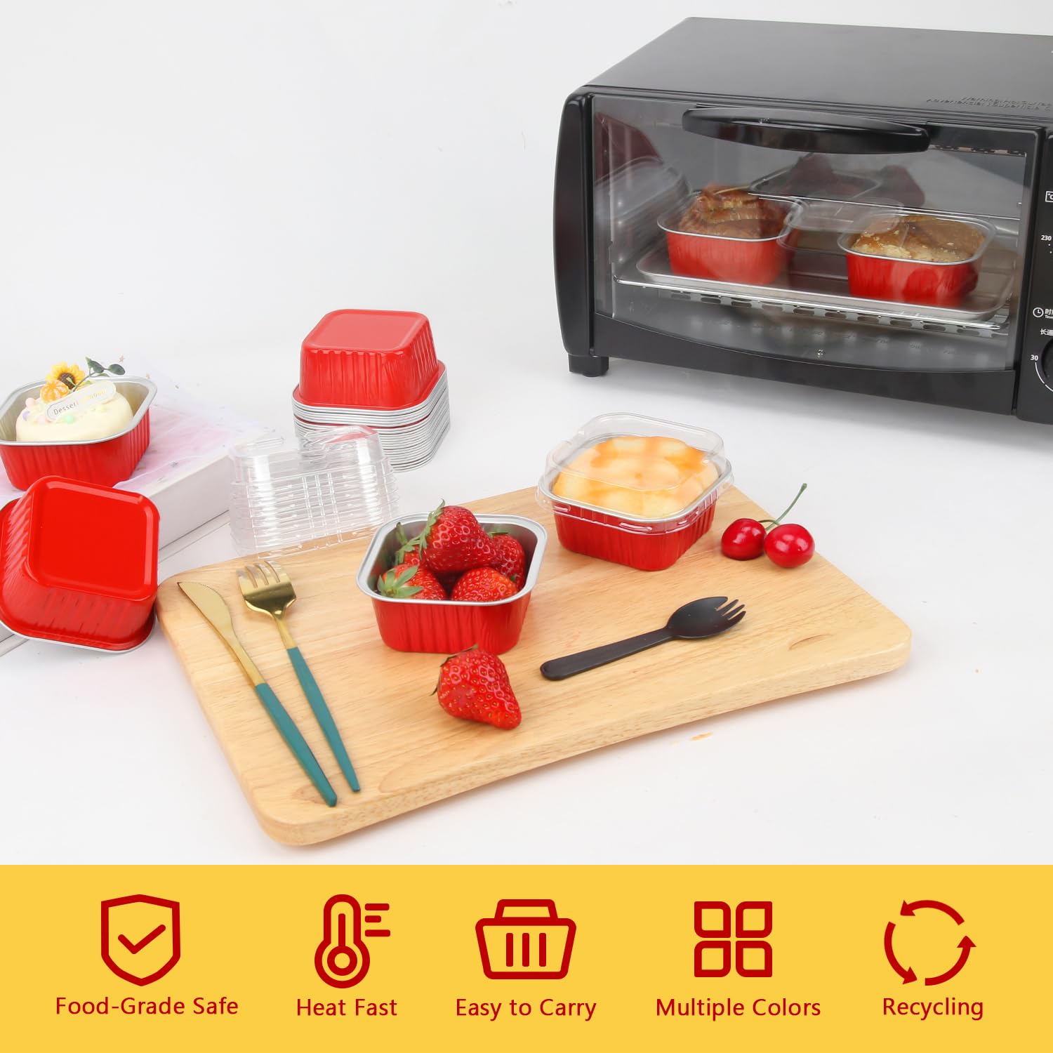 Tapas transparentes LNYZQUS para moldes cupcake mantienen la frescura.