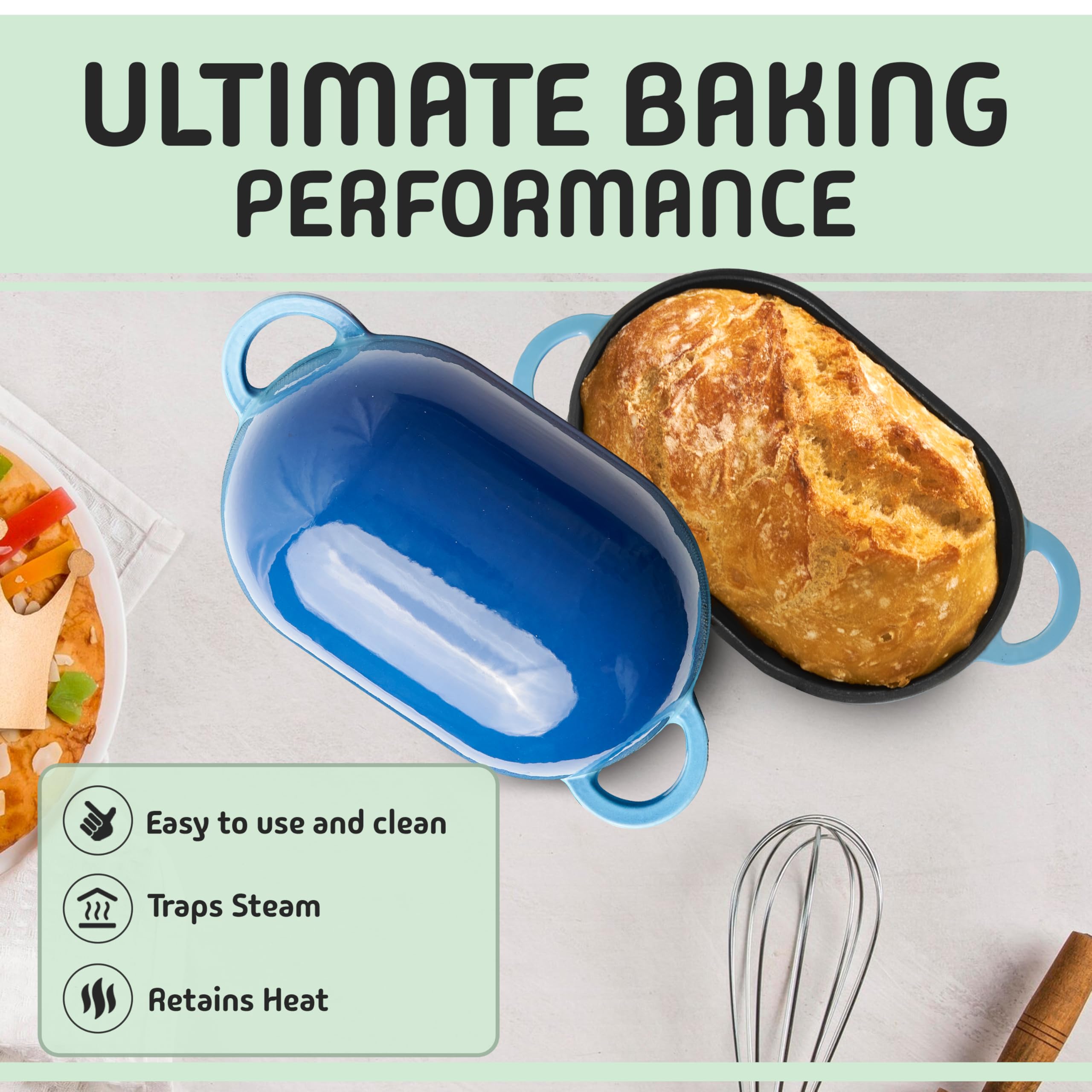 Horno de LoafNest con mango ergonómico para manejo seguro