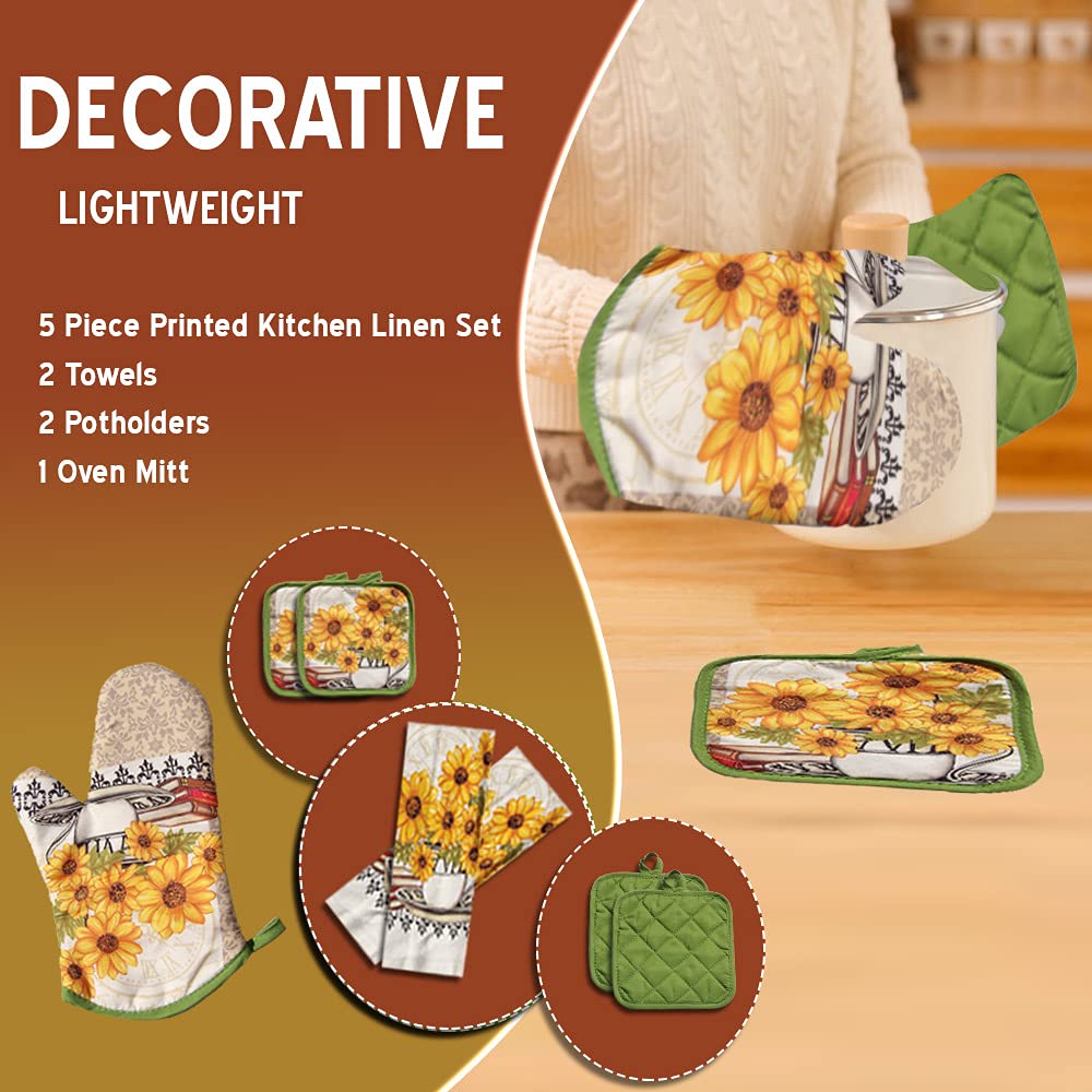 Lobyn: segunda toalla de cocina terry con girasol, perfecta para uso diario.