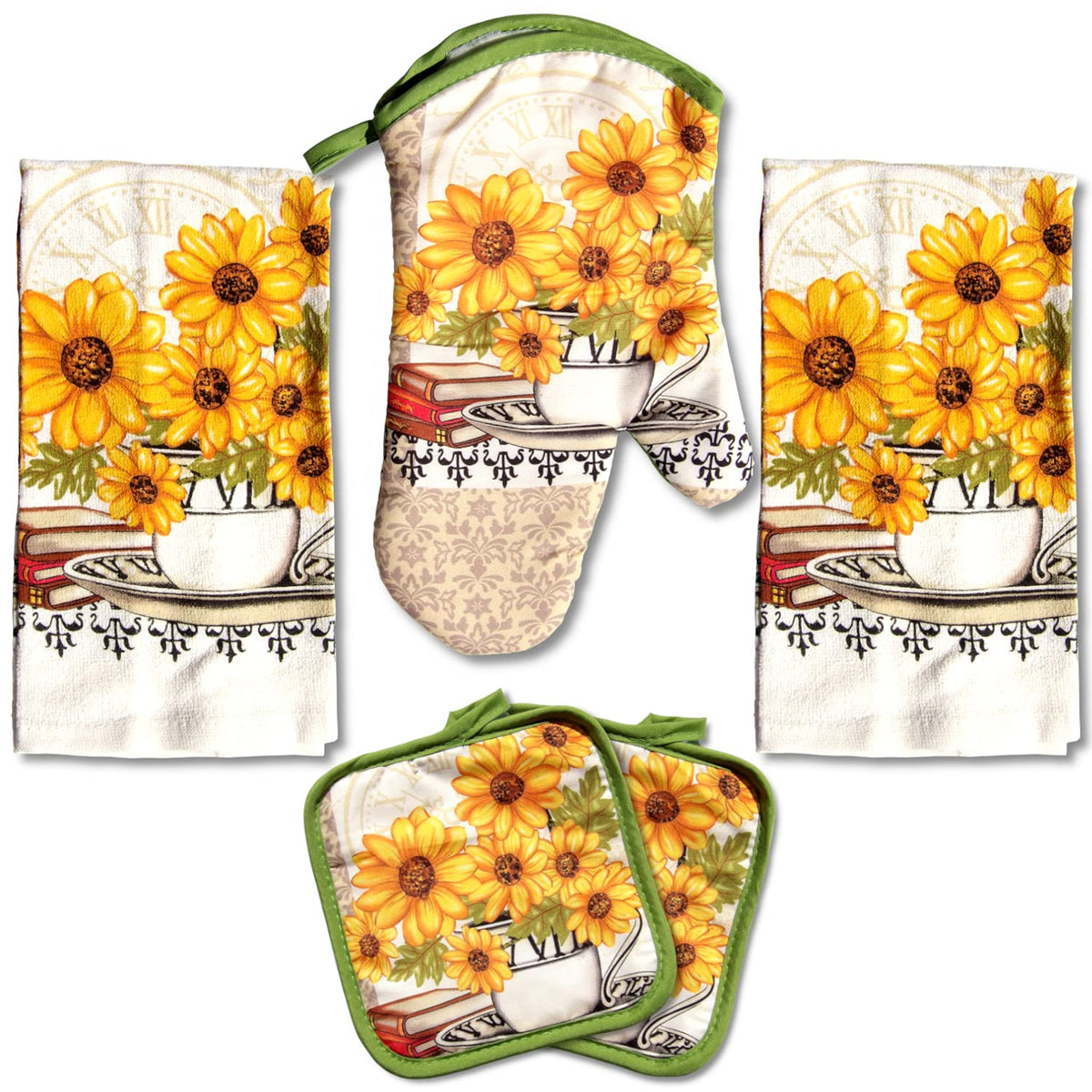 Lobyn: toalla de cocina terry con girasol, ideal para limpiezas rápidas y secado suave.