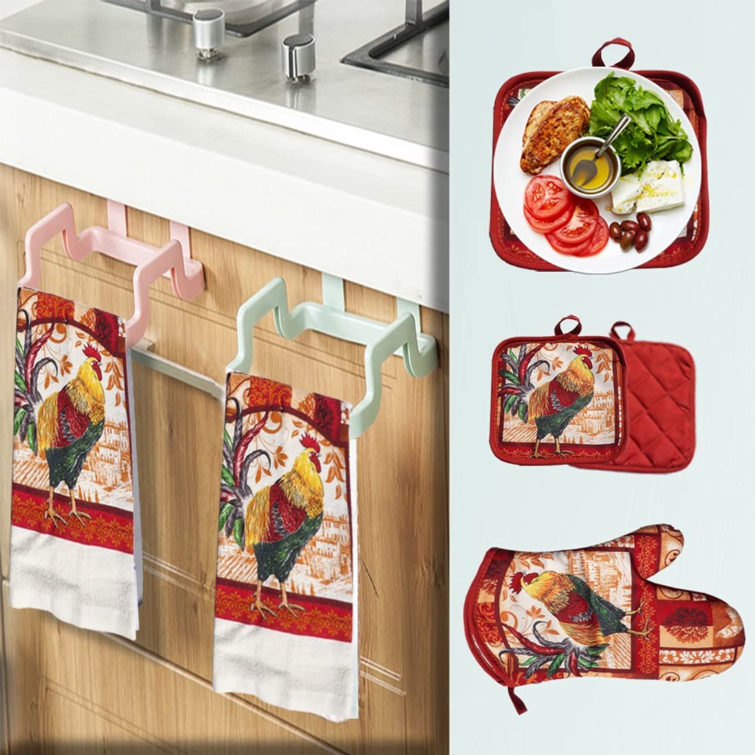 Lobyn Value Packs: ambiente cocina rústico con toallas y guantes a juego.