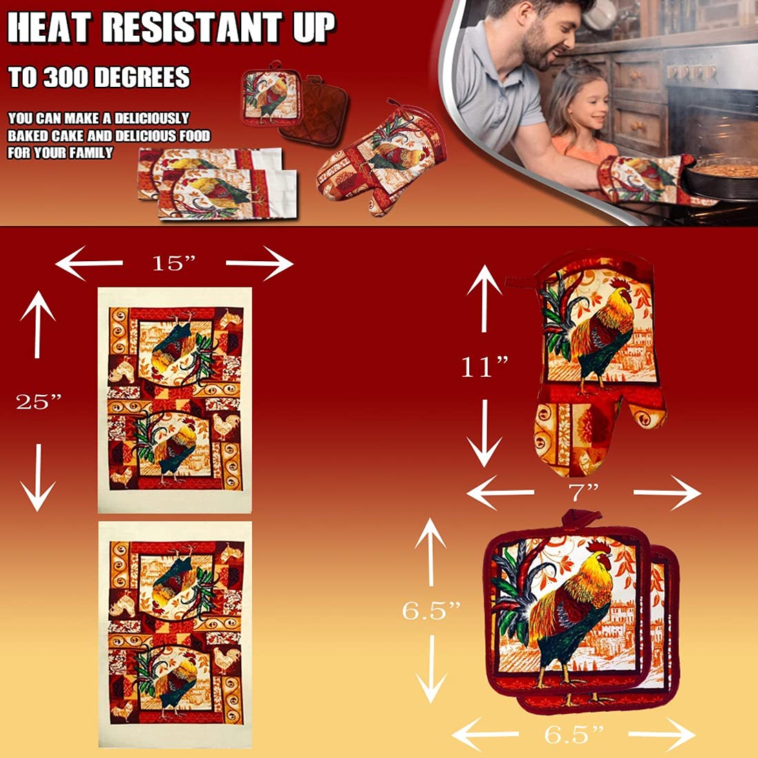 Lobyn Value Packs: guante de horno 11x7, acolchado y seguro.