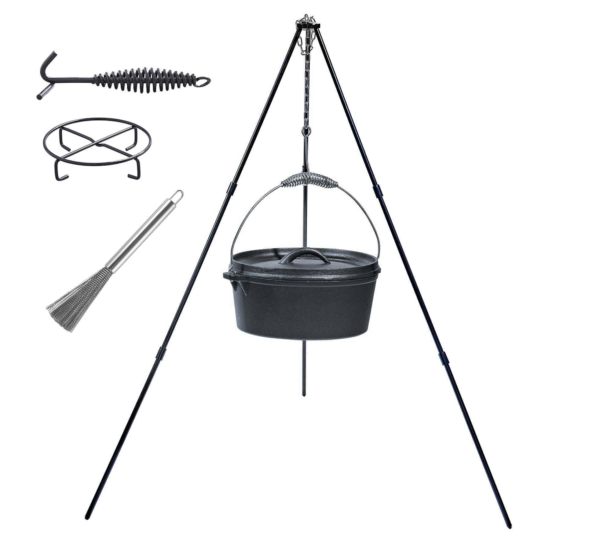 LOCEHNGY cazuela de hierro con tapa para acampar, retiene calor para cocciones uniformes.