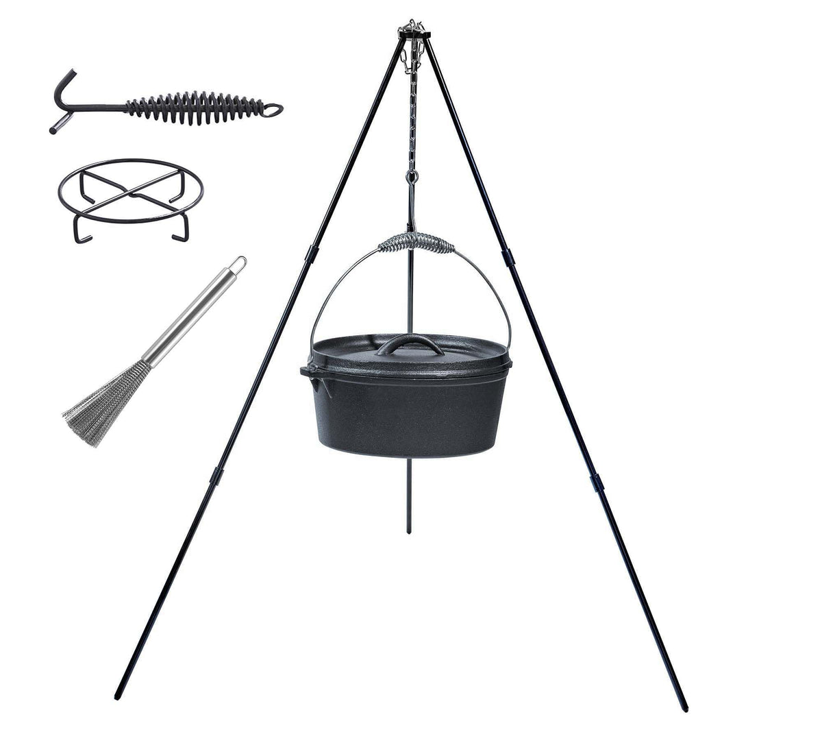 LOCEHNGY cazuela de hierro con tapa para acampar, retiene calor para cocciones uniformes.