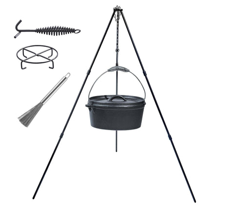 LOCEHNGY cazuela de hierro con tapa para acampar, retiene calor para cocciones uniformes.