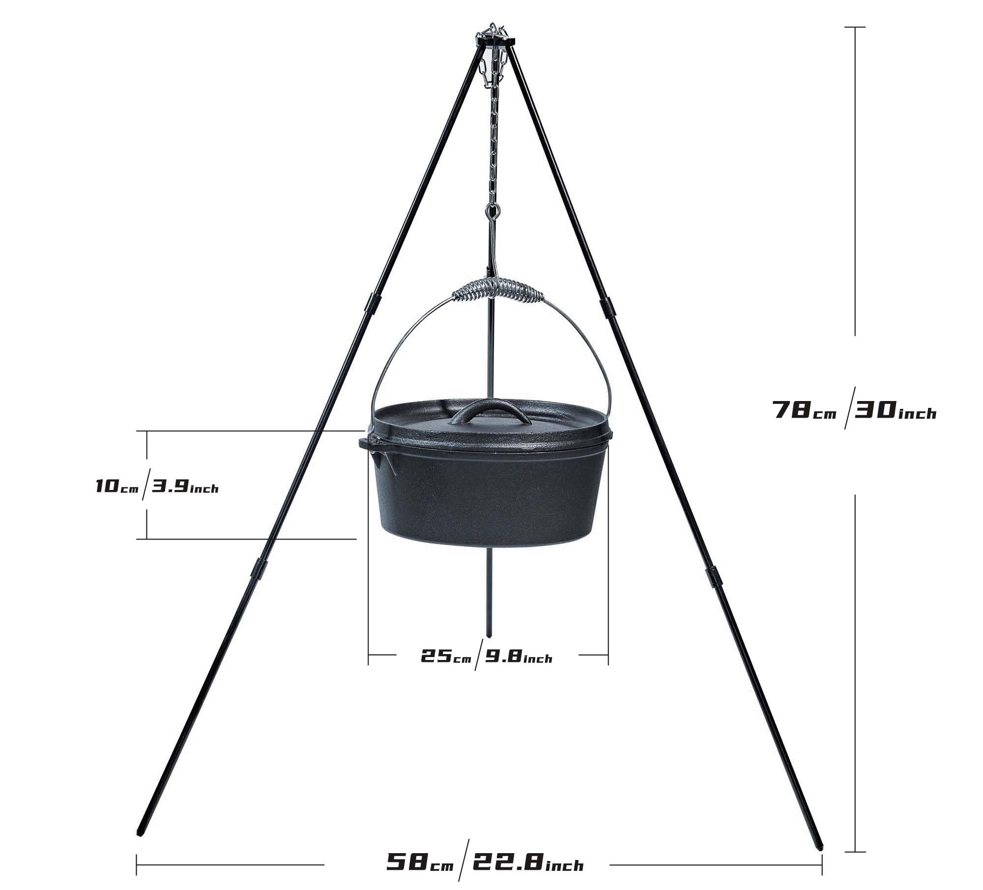 Olla de hierro LOCEHNGY 4-5qt con tapa y mango elevador para manejo seguro.