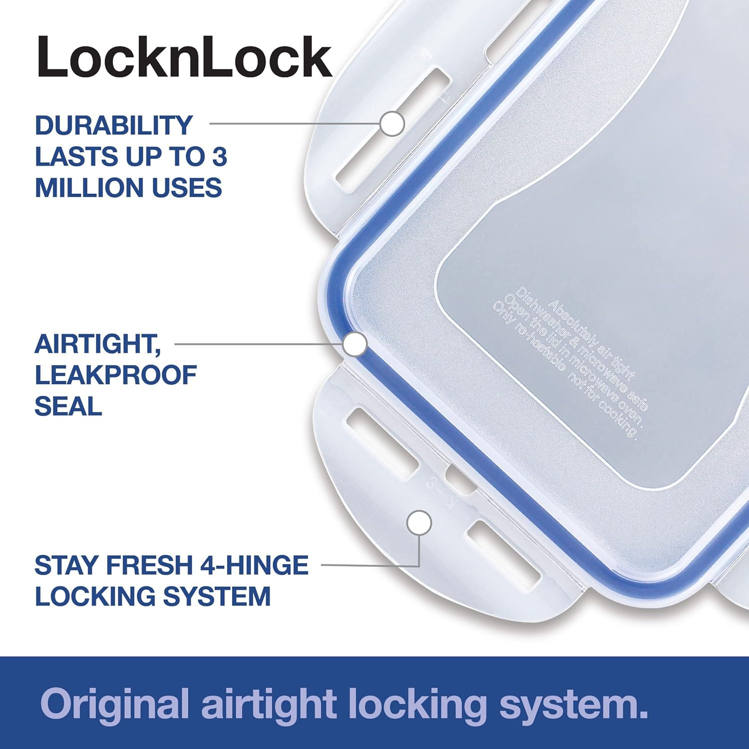 LocknLock cierre de cuatro bisagras resistente para larga vida util.