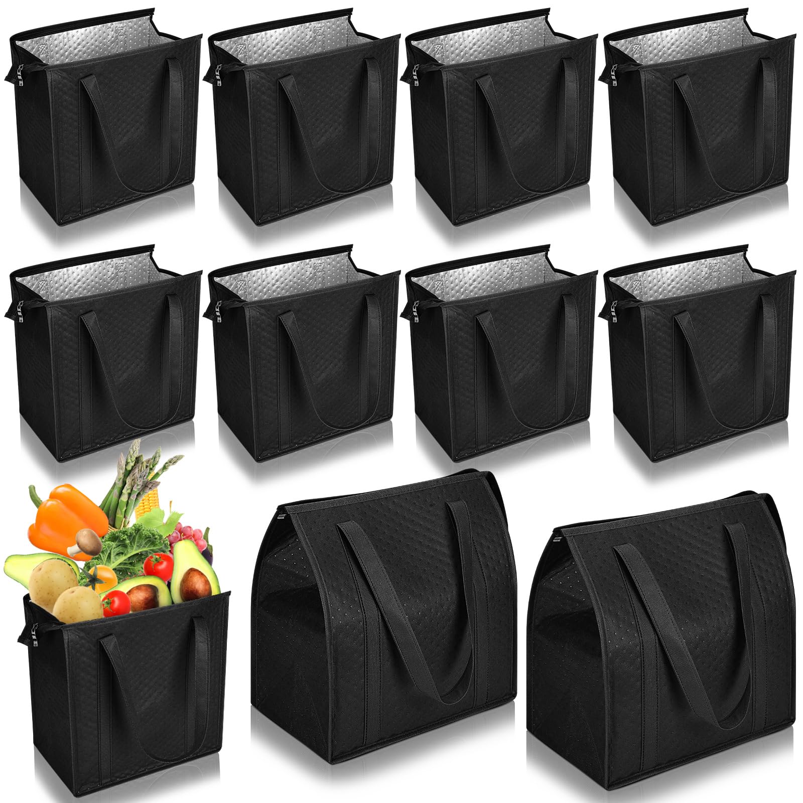 Locmeo bolsas termicas grandes, vista frontal, ideales para llevar almuerzo y compras diarias.